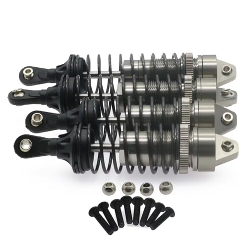 Kompatibel Mit Traxxas Für Slash Für Stampede 1/10 RC-Auto-Upgrade-Teil 4 Stück Aluminium-Stoßdämpfer Vorne Und Hinten RC Stoßdämpfer(Gray) von hjuink