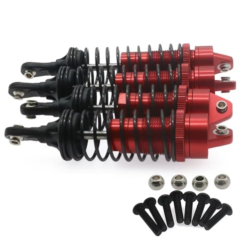Kompatibel Mit Traxxas Für Slash Für Stampede 1/10 RC-Auto-Upgrade-Teil 4 Stück Aluminium-Stoßdämpfer Vorne Und Hinten RC Stoßdämpfer(Red) von hjuink