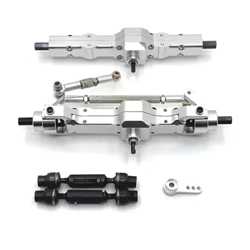 Kompatibel Mit WPL 1/10 C74 C14 C24 C34 C54 B14 B24 1/16 RC-Auto-Upgrade-Teile, Metall-Vorder- Und Hinterachse, Antriebswelle, Servoarm-Set RC Vorder Hinterachse(Silver) von hjuink
