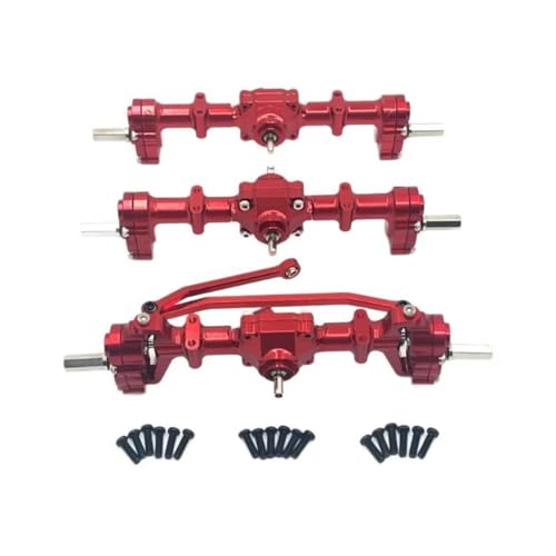 Kompatibel Mit WPL B16 B36 1/16 RC-Auto-Upgrades, Teile, Modifikationszubehör, Metalle, Vorder-, Mittel- Und Hintertürachsen, Sechsradantrieb RC Vorder Hinterachse(Red) von hjuink