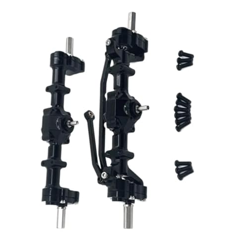 Kompatibel Mit WPL C14 C24 C34 B14 B24 RC-Auto-Upgrade-Modifikationsteil, Vorder- Und Hinterportalbrücken-Achsdifferential-Montagesatz RC Vorder Hinterachse(Black) von hjuink