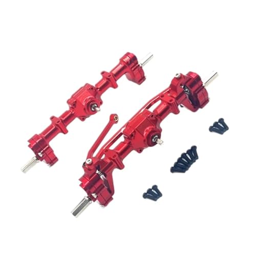 Kompatibel Mit WPL C14 C24 C34 B14 B24 RC-Auto-Upgrade-Modifikationsteil, Vorder- Und Hinterportalbrücken-Achsdifferential-Montagesatz RC Vorder Hinterachse(Red) von hjuink