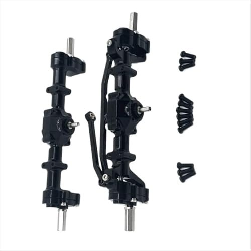 Kompatibel Mit WPL C14 C24 C34 B14 B24 RC-Auto-Upgrade-Modifikationsteile, Vorder- Und Hinterportalbrücken-Achsdifferential-Montagesatz RC Vorder Hinterachse(Black) von hjuink