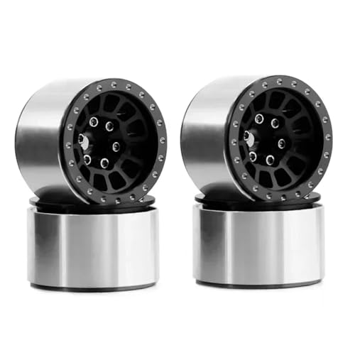 RC Teile Kompatibel Mit TRX4M Für Axial Für SCX24 AX24 1/18 1/24 RC Crawler Car Upgrade-Teile 4-teilige 1,0-Zoll-Metall-Beadlock-Radnabenfelge(Black) von hjuink