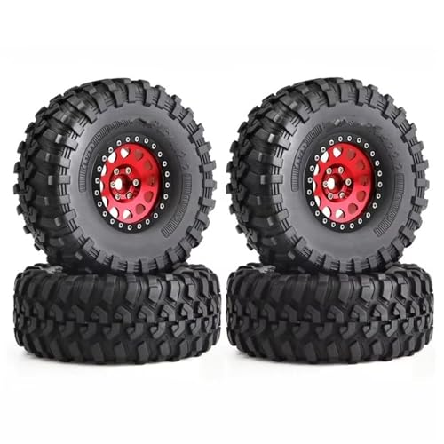Rc Car Zubehör Kompatibel Mit Axial Für SCX10 Für Wraith Für Für traxxas Für TRX4 YK4082 YK4083 1/10 RC Auto Metall 2,2" Beadlock Felge Reifen Set 135mm(Red) von hjuink