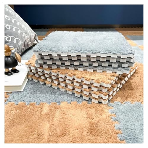 hnkhpkl 10-teilige Ineinander Greifende, Zottelige, Weiche Matten Aus Eva-Schaumstoff – Flauschige Teppichfliesen for Schlafzimmer Und Spielzimmer – 12 X 12 Zoll Große Puzzle-Bodenmatte(A8) von hnkhpkl