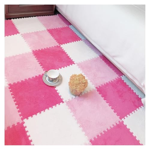 hnkhpkl 36 Stück ineinandergreifende Plüschschaum-Bodenmatten – weich und flauschig, 30,5 x 30,5 cm, Teppichfliesen für Kinderspielzimmer, Kinderzimmer und Heimdekoration (A11) von hnkhpkl