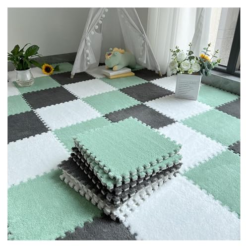 hnkhpkl Packung mit 12 ineinandergreifenden Schaumstoff-Fliesen: dicker Spielteppich, weich, rutschfest, Puzzle-Design: Teppich (16) von hnkhpkl