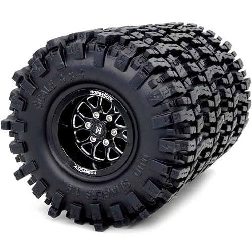 HOBBYSOUL 1,9 Beadlock-Räder und Reifen, 120 mm hoch, 4,8 cm Schlammschlinger-Reifenfelgen, 10,5 mm negativer Offset für 1/10 RC Crawler SCX10 TRX4 Gen8 Upgrades, (4 Stück, HS701501) von hobbysoul