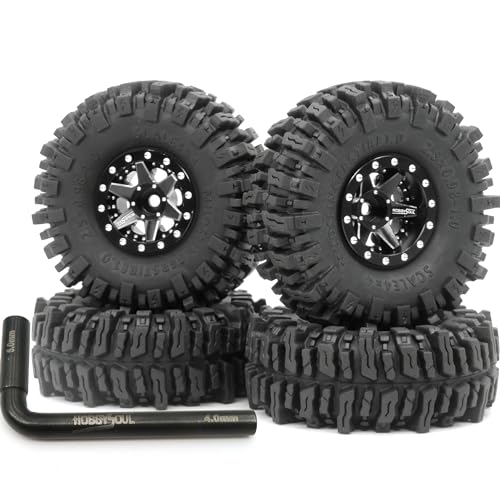 HOBBYSOUL 64 mm hohe 1,0 Schlammschlinger-Reifen und 1,0 Beadlock-Räder, verstellbar -1,5 mm/-5,5 mm negativ versetzte Felgen für RC Crawler 1/18 TRX4M 1/24 SCX24 Gladiator-Riegel HOBBYSOUL 64 mm hohe 1,0 Schlammschlinger-Reifen und 1,0 Beadlock-Räder, verstellbar -1,5 mm/-5,5 mm negativ versetzte Felgen für RC Crawler 1/18 TRX4M 1/24 SCX24 Gladiator-Riegel von hobbysoul