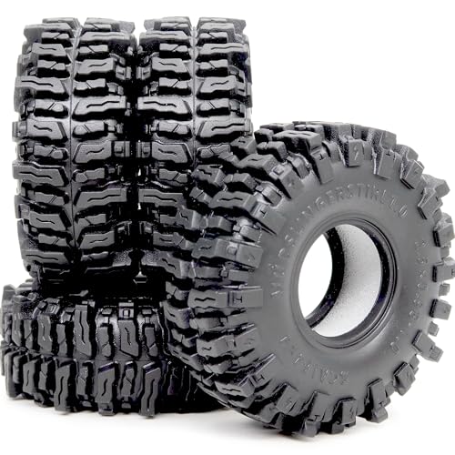 hobbysoul 1.0 Mud Slingers Reifen 64 * 25 mm Super Soft Sticky 1.0 Reifen für RC Crawler 1/24 AX24 SCX24 FCX24 1/18 TRX4M Upgrade von hobbysoul