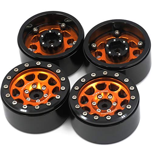 hobbysoul 4 Stück RC 1/10 Aluminium 1,9 '' Beadlock Räder Felgen Sechskant 12 mm Orange/Schwarz Passend für 1:10 RC Crawler Mud 1.9 Reifen hobbysoul 4 Stück RC 1/10 Aluminium 1,9 '' Beadlock Räder Felgen Sechskant 12 mm Orange/Schwarz Passend für 1:10 RC Crawler Mud 1.9 Reifen von hobbysoul