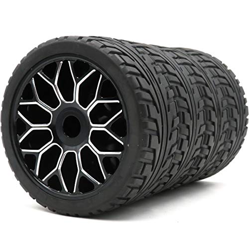 hobbysoul 4 Stück RC 1/8 Aluminium Felgen Wheel Rim Sechskant 17mm & 1: 8 Buggy On Road Reifen Tire von hobbysoul