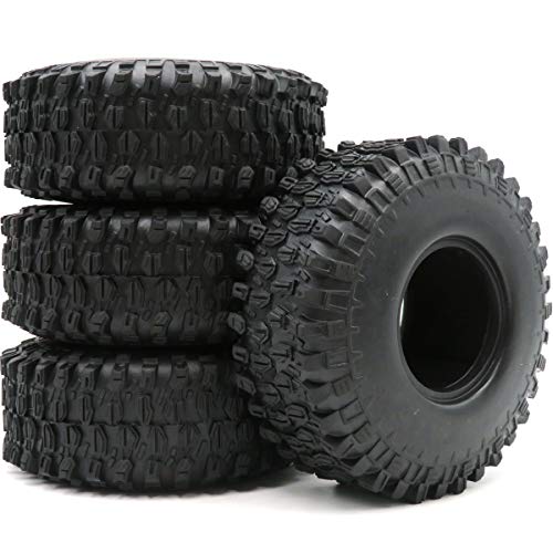 hobbysoul 4Stk RC 1.9 Super Swamper Reifen Tires 120mm für 1:10 Rock Crawler 1.9'' Beadlock Felge Wheel von hobbysoul
