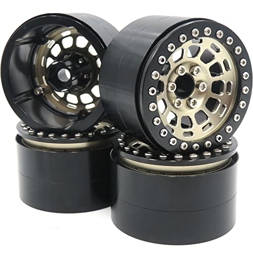 hobbysoul Breite 1,57'' (40mm) 2,2 Beadlock Räder, 10mm Negativversatz 2,2 Räder Felgen Champagnerschwarz für RC Mud Crawler SCX10 Capra Wraith Gen8 Everest TRX4, (4 Stück) von hobbysoul