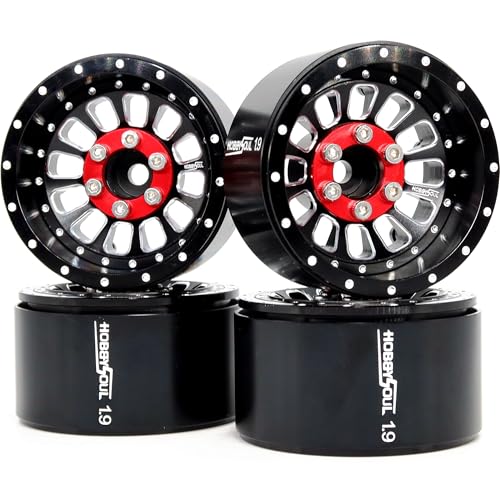 hobbysoul RC 1,9 Beadlock Räder verstellbar 4 Negative Versätze Felgen Breite 31mm Schwarz für 1/10 Crawler Traxxas TRX-4 Axial SCX10 Redcat Gen8,(4er-Pack) von hobbysoul