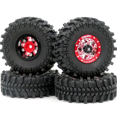 hobbysoul RC 61mm hohe 1,0 Räder und Reifen, weiche klebrige 1,0Schlammreifen und schwere 1,0 Beadlock Räder rote Felgen für RC Crawler 1/24 SCX24 FCX24 1/18 TRX4M Upgrade hobbysoul RC 61mm hohe 1,0 Räder und Reifen, weiche klebrige 1,0Schlammreifen und schwere 1,0 Beadlock Räder rote Felgen für RC Crawler 1/24 SCX24 FCX24 1/18 TRX4M Upgrade von hobbysoul