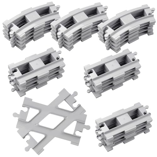 hocadon 43 x City Schienen Bausteine Schienen Set mit 28 Schienenbiegung,14 Gerade Schienen, 1 Crossover-Schiene, Railway Rails for Train City Zug für Geschenke für Mädchen und Jungen hocadon 43 x City Schienen Bausteine Schienen Set mit 28 Schienenbiegung,14 Gerade Schienen, 1 Crossover-Schiene, Railway Rails for Train City Zug für Geschenke für Mädchen und Jungen von hocadon