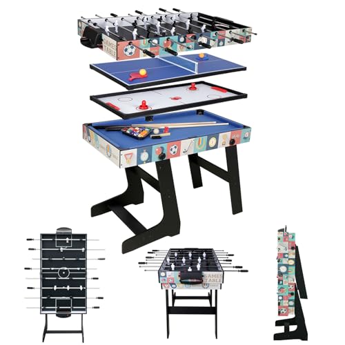 Tischkicker Klappbarer Fußballtisch Teleskoprohr Spieltisch Netz 8 Stangen 22 Spieler(4 Fuß) von homelikesport