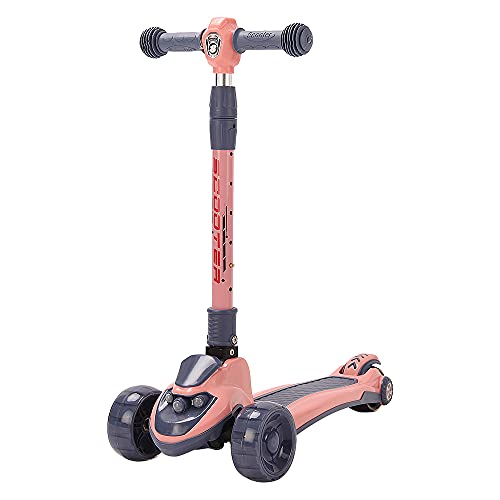 Homewell 2-in-1 Dreirad-Tretroller, höhenverstellbar, für 3-8 Jahre, Scooter, Roller für Kinder mit 3 leuchtenden Rädern, faltbarer Kinderroller, max. 50 kg (Rosa) von homewell