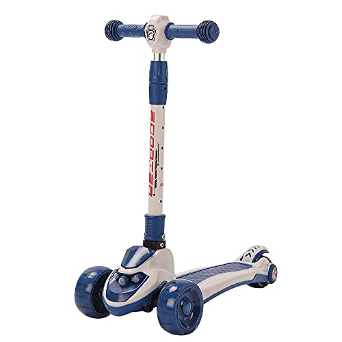 Homewell 2-in-1 Dreirad-Tretroller, höhenverstellbar, für 3-8 Jahre, Scooter, Roller für Kinder mit 3 leuchtenden Rädern, faltbarer Kinderroller, max. 50 kg (blau) von homewell