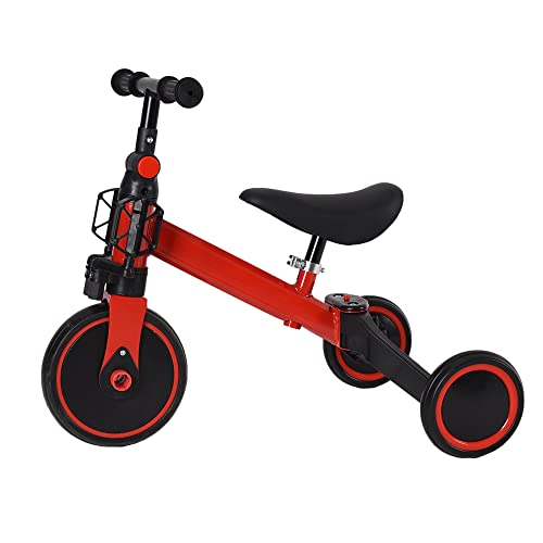 Homewell 2-in-1 Schiebewagen, Laufrad ab 12 Monaten bis 4 Jahren, Rutschfester Stahlrahmen, Verstellbarer Sitz/Eva-Räder, Klappbare Pedale von homewell