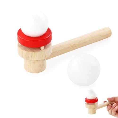 Klassisches Holzspiel, schwimmender Ball, Blasrohr und Bälle, Spielzeug zum Blasen von hominjoy