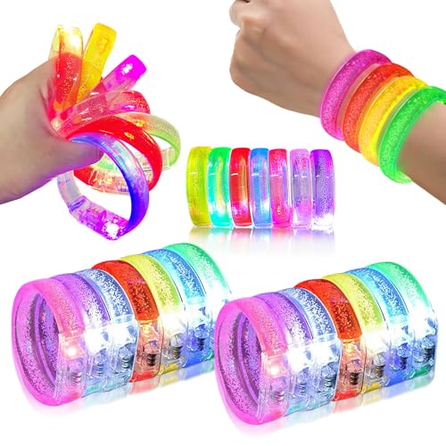 hongtang 14 Stück LED Armbänder Blinkende Armbänder Glühen in der dunklen Partyzubehör für Hochzeit Halloween Weihnachten Geburtstag Party von hongtang