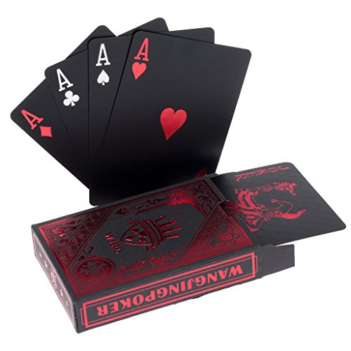hopewey Playing Cards Spielkarten für Texas Holdem Poker Schwarze Wasserdichtes Pokerkarten Plastik Spielkarten aus PVC Profi Premium RED von Hopewey