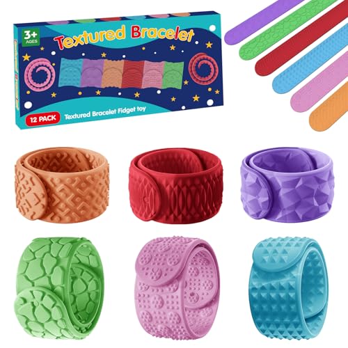 12 Stück Fidget Toys Schnapparmbänder - Texturiertes Silikon Sensorik Spielzeug für Autismus, ADHS Spielzeug für Kinder, Jugendliche & Erwachsene, Anti Stress Geschenke für Schule & Party (12 Pack) 12 Stück Fidget Toys Schnapparmbänder - Texturiertes Silikon Sensorik Spielzeug für Autismus, ADHS Spielzeug für Kinder, Jugendliche & Erwachsene, Anti Stress Geschenke für Schule & Party (12 Pack) von hopihy