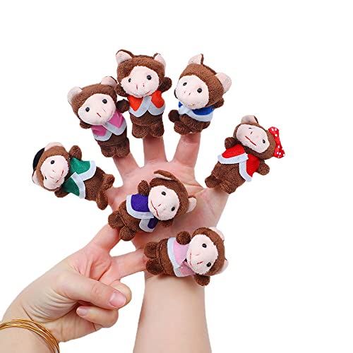 horlirty Fingerpuppe Tier Fingerpuppe Plüschpuppe Tier Handpuppe Früherziehung Spielzeug Eltern-Kind-Puppe (Tier Sieben kleine Affen) von horlirty