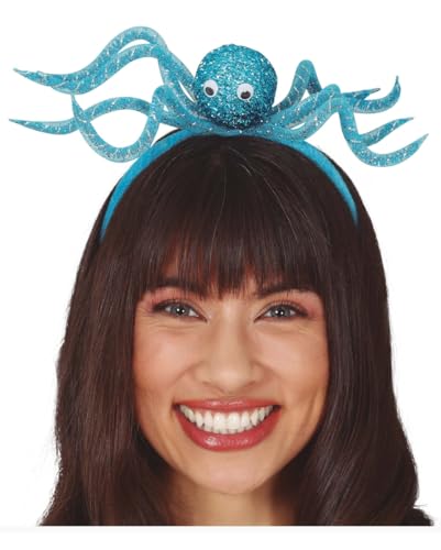 Blauer Oktopus Haarreif mit Glitzer als Kostümzubehör für Karneval von PGONA