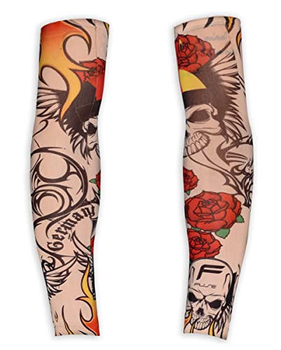 Horror-Shop Tattoo Ärmel mit Rosen & Totenschädel Motiv Horror-Shop Tattoo Ärmel mit Rosen & Totenschädel Motiv von Horror-Shop