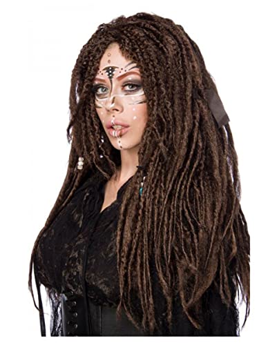 Horror-Shop Voodoo Hexen-Langhaarperücke mit Dreadlocks von Horror-Shop