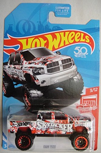 HOT WHEELS RED EDITION 3/12 EXCLUSIVE, WHITE/RED DODGE RAM 1500 50TH ANNIVERSARY von hot wheels
