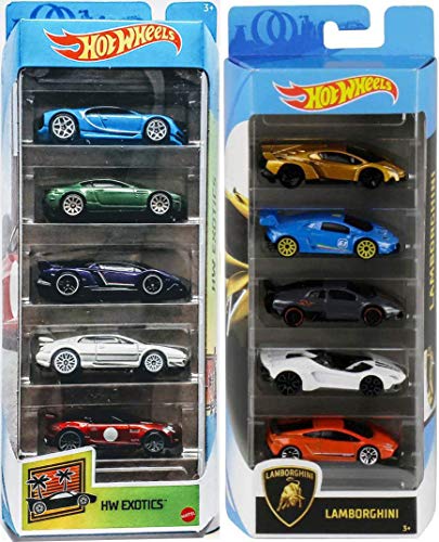 Hot Wheels Race Lamborghini Superleggera Trofeo 5-Pack Cars Exotic Bundled with Murciélago + Huracán + Aventador J + Lotus Pagani Aston Martin 2 Items von hot wheels