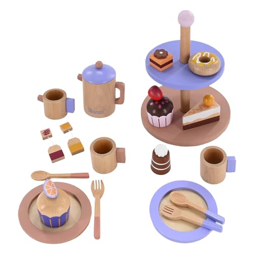 howa 19-teiliges Spielzeug Kaffeeservice und Teeset für Kinder aus Holz mit Etagere, 6 Leckereien, Teekanne, Milchkännchen, Tassen, Teebeutel, Teller, Löffel, Gabeln ideal als Spielküche Zubehör 4898 howa 19-teiliges Spielzeug Kaffeeservice und Teeset für Kinder aus Holz mit Etagere, 6 Leckereien, Teekanne, Milchkännchen, Tassen, Teebeutel, Teller, Löffel, Gabeln ideal als Spielküche Zubehör 4898 von howa