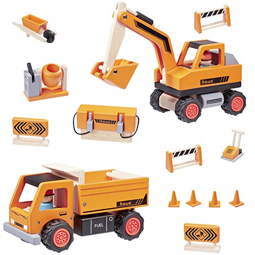 howa Baustelle mit Bagger, Kipper und 12 TLG. Zubehör aus Holz 15900 howa Baustelle mit Bagger, Kipper und 12 TLG. Zubehör aus Holz 15900 von howa
