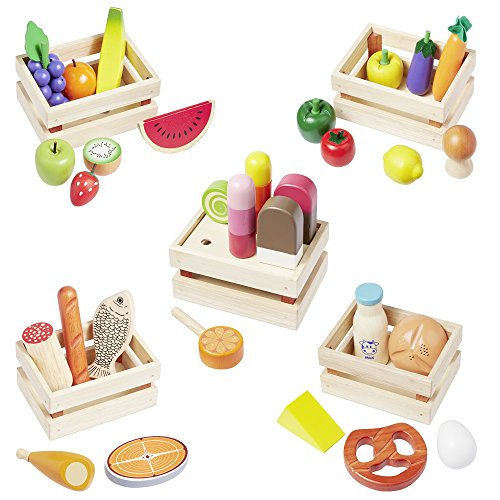 howa Kaufladen Zubehör aus Holz - 35-teiliges Kaufmannsladen Zubehör Set mit Obst, Gemüse, Backwaren, Milchprodukten, Fisch, Fleisch und EIS - in 5 Holzkistchen 14876 howa Kaufladen Zubehör aus Holz - 35-teiliges Kaufmannsladen Zubehör Set mit Obst, Gemüse, Backwaren, Milchprodukten, Fisch, Fleisch und EIS - in 5 Holzkistchen 14876 von howa