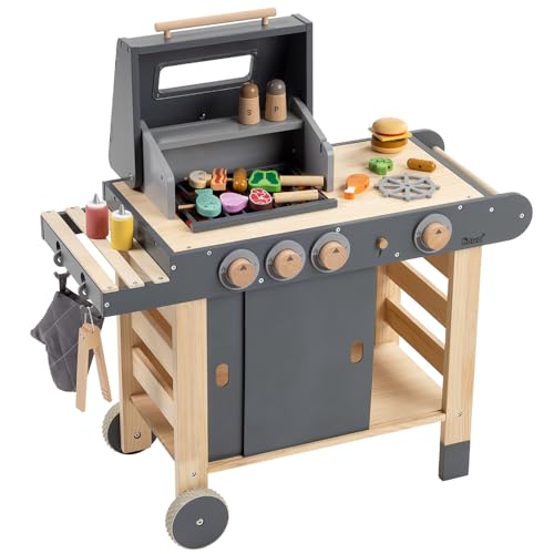 howa Kindergrill Spielgrill Kinder BBQ Grill aus Holz Maxi mit 25 TLG. Zubehör 4825 von howa