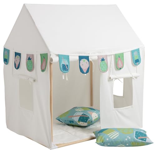 howa Kinderzelt Indoor Spielzelt Kinder Spielhaus mit Girlande, 2 Kissenbezügen, mit Rutschfester Bodenmatte, 3 Fenstern, Creme-Weiß, aus Baumwolle, Maße 80x110x125 cm 85153 howa Kinderzelt Indoor Spielzelt Kinder Spielhaus mit Girlande, 2 Kissenbezügen, mit Rutschfester Bodenmatte, 3 Fenstern, Creme-Weiß, aus Baumwolle, Maße 80x110x125 cm 85153 von howa