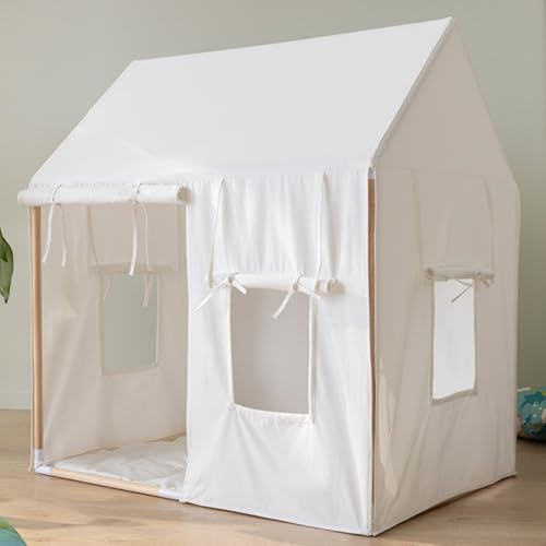 howa Kinderzelt Spielzelt Kinder Indoor aus 100% Baumwolle mit Holzstäben, inkl. Rutschfester gepolsterter Bodenmatte Kuschelecke Kinderzimmer, Creme - Weiß, 80x110x125 cm 8515 von howa