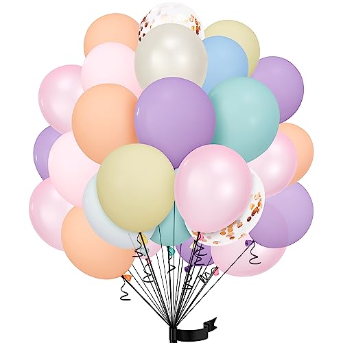 30Stück Macaron Luftballon Set, 12 Zoll Metallic Chrom Macaron Konfetti Ballons Helium ballon Latex,für Kinder Geburtstag, Hochzeit, Babyparty, Dekoration von hpnparty