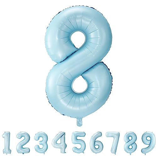 Geburtstag zahlen luftballon 8 jahre Folienballon Kindergeburtstag Deko blau-Mädchen Junge Geburtstag 8 jahr 40" - 101cm Folienballon 8 jahre Geburtstags deko-fliegt mit Helium von hpnparty