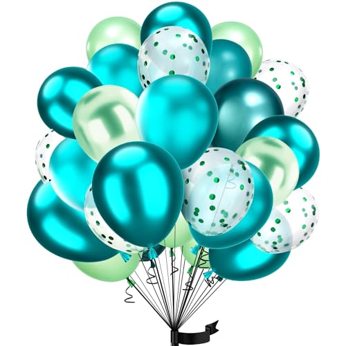 30Stück Grün Luftballon Set, 12 Zoll Metallic Chrom Grün Weiß Konfetti Ballons Rosa und rosagold Helium ballon Latex,für Kinder Geburtstag, Hochzeit, Babyparty, Dekoration von hpnparty