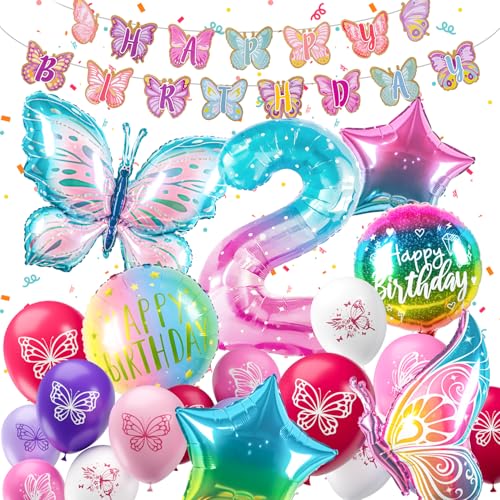 ballon 2 Jahre Schmetterling Geburtstag Deko zahlen luftballon 2 jahre | Bunt Schmetterlinge Geburtstagsdeko Folienballon - für 2. Geburtstag Mädchen Deko - fliegt mit Helium ballon 2 Jahre Schmetterling Geburtstag Deko zahlen luftballon 2 jahre | Bunt Schmetterlinge Geburtstagsdeko Folienballon - für 2. Geburtstag Mädchen Deko - fliegt mit Helium von hpnparty