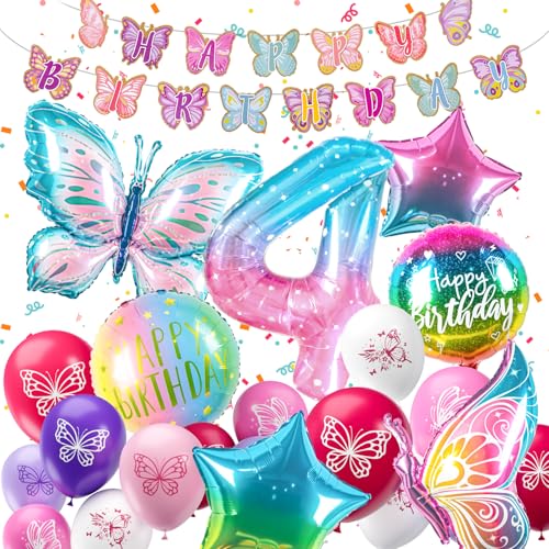 ballon 4 Jahre Schmetterling Geburtstag Deko zahlen luftballon 4 jahre | Bunt Schmetterlinge Geburtstagsdeko Folienballon - für 4. Geburtstag Mädchen Deko - fliegt mit Helium ballon 4 Jahre Schmetterling Geburtstag Deko zahlen luftballon 4 jahre | Bunt Schmetterlinge Geburtstagsdeko Folienballon - für 4. Geburtstag Mädchen Deko - fliegt mit Helium von hpnparty