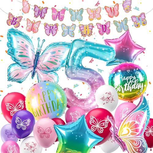 ballon 5 Jahre Schmetterling Geburtstag Deko zahlen luftballon 5 jahre | Bunt Schmetterlinge Geburtstagsdeko Folienballon - für 5. Geburtstag Mädchen Deko - fliegt mit Helium ballon 5 Jahre Schmetterling Geburtstag Deko zahlen luftballon 5 jahre | Bunt Schmetterlinge Geburtstagsdeko Folienballon - für 5. Geburtstag Mädchen Deko - fliegt mit Helium von hpnparty