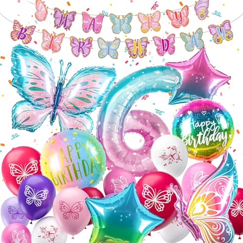ballon 6 Jahre Schmetterling Geburtstag Deko zahlen luftballon 6 jahre | Bunt Schmetterlinge Geburtstagsdeko Folienballon - für 6. Geburtstag Mädchen Deko - fliegt mit Helium ballon 6 Jahre Schmetterling Geburtstag Deko zahlen luftballon 6 jahre | Bunt Schmetterlinge Geburtstagsdeko Folienballon - für 6. Geburtstag Mädchen Deko - fliegt mit Helium von hpnparty
