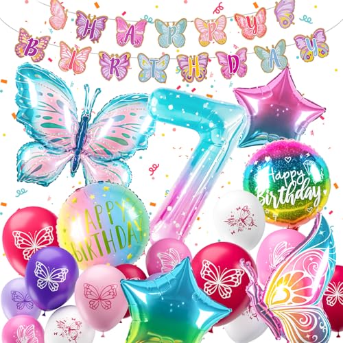ballon 7 Jahre Schmetterling Geburtstag Deko zahlen luftballon 7 jahre | Bunt Schmetterlinge Geburtstagsdeko Folienballon - für 7. Geburtstag Mädchen Deko - fliegt mit Helium ballon 7 Jahre Schmetterling Geburtstag Deko zahlen luftballon 7 jahre | Bunt Schmetterlinge Geburtstagsdeko Folienballon - für 7. Geburtstag Mädchen Deko - fliegt mit Helium von hpnparty